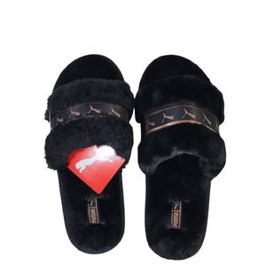 Puma Women's Fluff Remix Slide Sandals Black Sz 8 New WT.